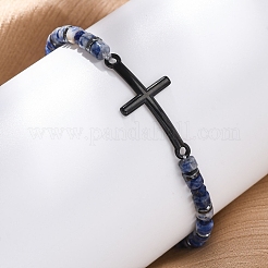 Природные лазурит бисером растянуть браслеты BJEW-F493-07EB