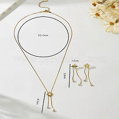 Sets aus Edelstahl-Ohrsteckern und Lariat-Halsketten für Damen&nbsp;EB5177-1