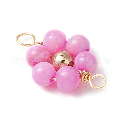 Подвески-коннекторы в виде цветка из окрашенных натуральных ракушек и латунных круглых бусин&nbsp;PALLOY-JF03464