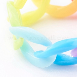 Непрозрачные акриловые кольца с цепочкой для пальцев RJEW-JR00325