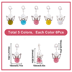 6 Set Engel-Anhänger aus Polymer-Ton und Glas-Strassperlen&nbsp;HJEW-SC0001-72