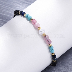 Браслеты из плетеных бусин из натурального черного агата BJEW-F493-09G-02