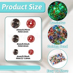 96шт 24 стиля светящиеся бусины лэмпворк ручной работы с золотым песком LAMP-TA0001-05