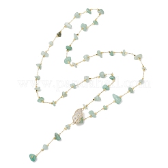 Ожерелья из звеньев цепи ручной работы с натуральным зеленым авантюрином&nbsp;NJEW-JN05811-02