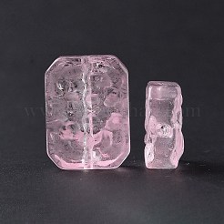 透明なスプレー塗装ガラスビーズ  長方形  パールピンク  18x13x5.5mm  穴：1.4mm&nbsp;GLAA-I050-08K