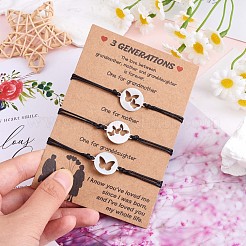 3шт. набор из 3 браслетов-бабочек из нержавеющей стали 430 JB728A