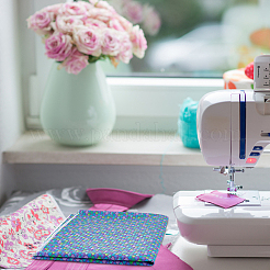 Полиэфирно-хлопковая ткань с рисунком рыбьей чешуи&nbsp;DIY-WH0430-114E