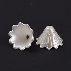 Multi-Blütenblatt Blume abs Kunststoff Imitation Perle Perlenkappen&nbsp;X-OACR-R016-25