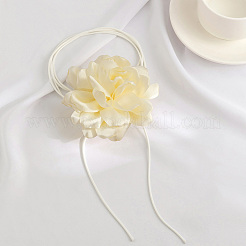 1 шт. ретро-ткань роза цветок вощеный шнур обертка колье колье для женщин&nbsp;NJEW-CP0001-05C