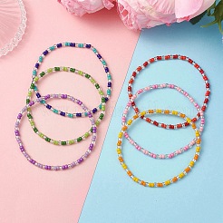 6шт. стеклянные бусины эластичные браслеты для женщин&nbsp;BJEW-MZ00277
