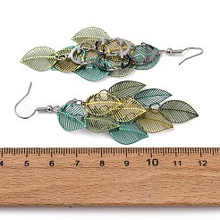 Серьги-подвески в форме листьев из нержавеющей стали 430&nbsp;EJEW-A137-08P-02