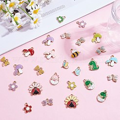 60本30スタイルアロイエナメルペンダント  ミックス型  ミックスカラー  11~22x13~21x2~3.5mm  穴：1.8~2.5mm  2個/スタイル&nbsp;ENAM-SZ0002-85