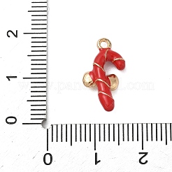 クリスマス合金エナメルペンダント  ゴールドカラー  キャンディー棒  17x9x4mm  穴：1.4mm&nbsp;LS-ENAM-F156-01G-09