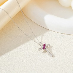 925 серебряный крест с розовым кубическим цирконием для женщин&nbsp;FS-WGC3BD8-01