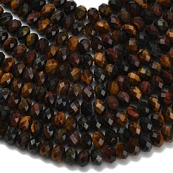 Трехцветные нити бусин из натурального тигрового глаза&nbsp;G-Z111-A02-02