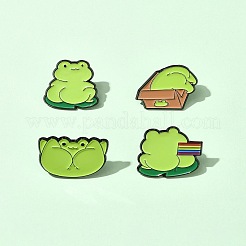 4 шт. 4 стиля забавных эмалевых булавок в виде лягушек JEWB-FS0001-09