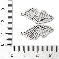 ステンレスペンダント201個  バタフライチャーム  レーザー切断  ステンレス鋼色  27x26.5x1.5mm  穴：1.4mm&nbsp;STAS-Q341-19P