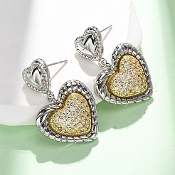 Серьги с подвесками из латуни с прозрачным фианитом и прозрачным фианитом&nbsp;EJEW-D322-01P