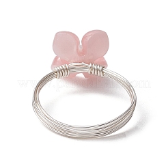 Blumen-Fingerringe aus Zelluloseacetat (Harz) und Muschelperlen&nbsp;RJEW-TA00181-02