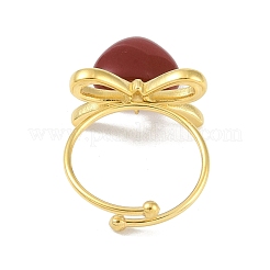 Bague de manchette ouverte en acier inoxydable 304 avec nœud papillon&nbsp;RJEW-Z037-02G-01