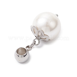 Белые круглые европейские подвески-шармы из ракушек PALLOY-JF04376