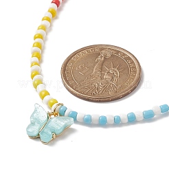 Ожерелья с подвесками в виде бабочек из смолы NJEW-JN04154