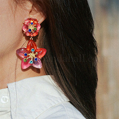 Серьги-гвоздики из сплава с цветочным узором&nbsp;FS-WG290B5-02