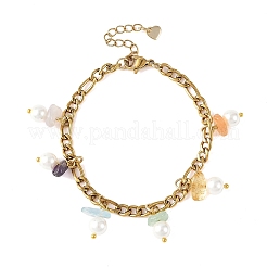 Braccialetti a catena Figaro in acciaio inossidabile 304 con nappine&nbsp;BJEW-JB14346-01