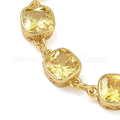 Bracelets à maillons carrés en laiton pavé de zirconiums cubiques pour femmes&nbsp;BJEW-P385-08G-01