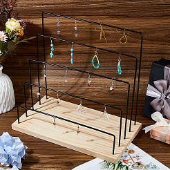 5-уровневые черные железные подставки для сережек&nbsp;EDIS-WH0041-03