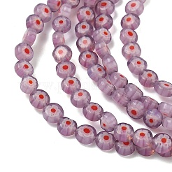 Handmade Millefiori Glasperle flach rund Stränge&nbsp;LK-P010-A-01