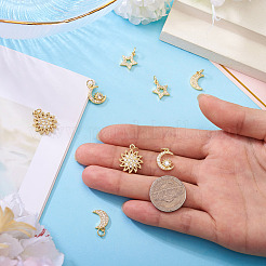 8 шт. 4 стиля латунные подвески с микропаве и кубическим цирконием KK-TA0002-32