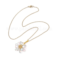 Ожерелья с подвесками из стеклянных бусинок ручной работы в виде цветка&nbsp;NJEW-MZ00096-07