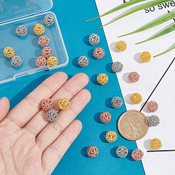 30 шт. 3 цвета полые латунные бусины с покрытием&nbsp;KK-PH0009-55A