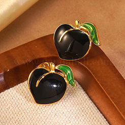 Серьги-гвоздики с персиковым оттенком из нержавеющей стали 304 с эмалью&nbsp;EJEW-Z147-07G