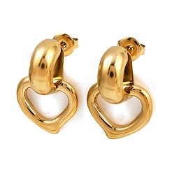 Серьги-гвоздики в форме сердца из нержавеющей стали 304 EJEW-K268-29G