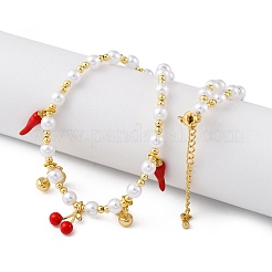 Ожерелья из латунных бусин с микропаве из прозрачного кубического циркония NJEW-Z059-04G-05