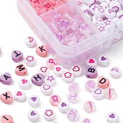 8 стиль розовых и фиолетовых непрозрачных акриловых бусин серии&nbsp;MACR-YW0001-50