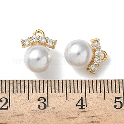 Подвески из искусственного жемчуга из латуни с микропаве из кубических цирконий&nbsp;KK-Z136-09G