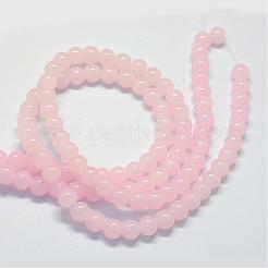 焼き絵用塗料、模造翡翠ガラス、丸ビーズの連  ピンク  6.5mm  穴：1.5mm  約135~140個/連  31.8インチ&nbsp;DGLA-Q021-6mm-02