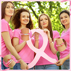 Наборы для самостоятельного изготовления браслетов из акриловых бусин и лент с символикой осведомленности DIY-PH0029-16