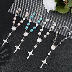 4шт 4 цвета крест с Иисусом сплав браслеты подвески BJEW-DC0001-10