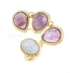 Manschettenringe aus natürlichem Amethyst und natürlichem Aquamarin&nbsp;GG-G001-03G-05