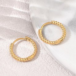 Pendientes de aro pequeños de acero inoxidable 304 con textura retorcida&nbsp;SA-CBA46AF-27G-02