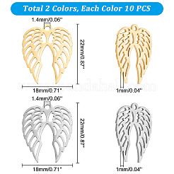 20 шт. подвески из нержавеющей стали 201 двух цветов STAS-DC0010-23