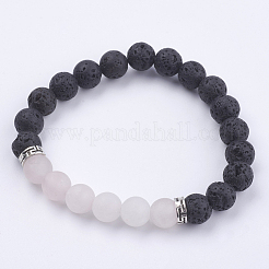 Эластичные браслеты из натурального вулканического камня и драгоценных камней BJEW-JB03633