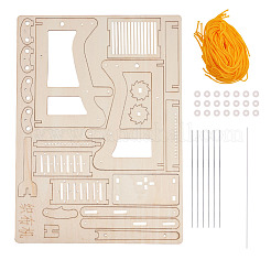 DIY木製織機キット  糸で  調整ロッド  子供用教育玩具  湯通しアーモンド  28.1x20.5x0.3cm&nbsp;DIY-WH0157-27