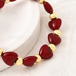 День святого Валентина абс искусственный жемчуг бусины эластичные браслеты для женщин BJEW-D317-08B-G