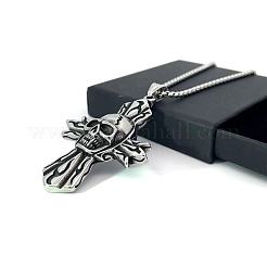 Ожерелья из нержавеющей стали с готической подвеской в виде черепа и креста для мужчин и женщин MR5586