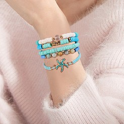 Круглые бусины хейши из камня и полимерной глины BJEW-SZ0002-13